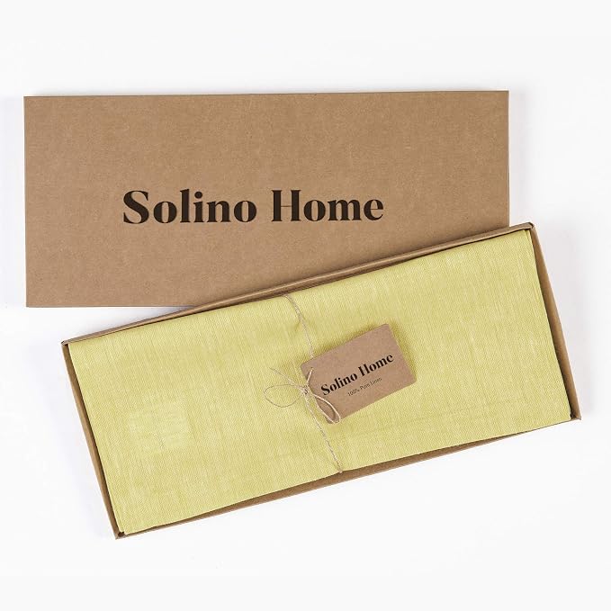 Solino Home Linen Chambray Yellow Table Runner 108 Inches Long - Image 5