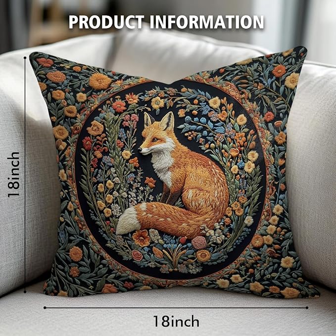 YOU FOUND ME William Morris Abstract Vintage Floral Velvet Fox Design Throw - Image 3