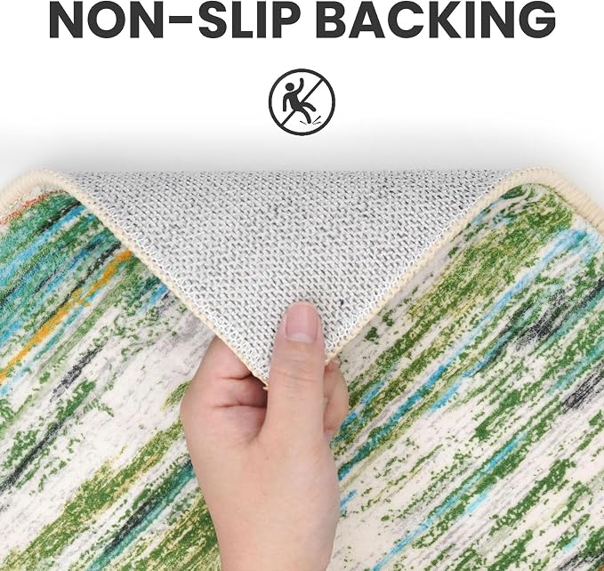 2x3 Modern Abstract Rug for Entryway, Non-Slip Kitchen Rugs, Low-Pile Mat for - Image 6