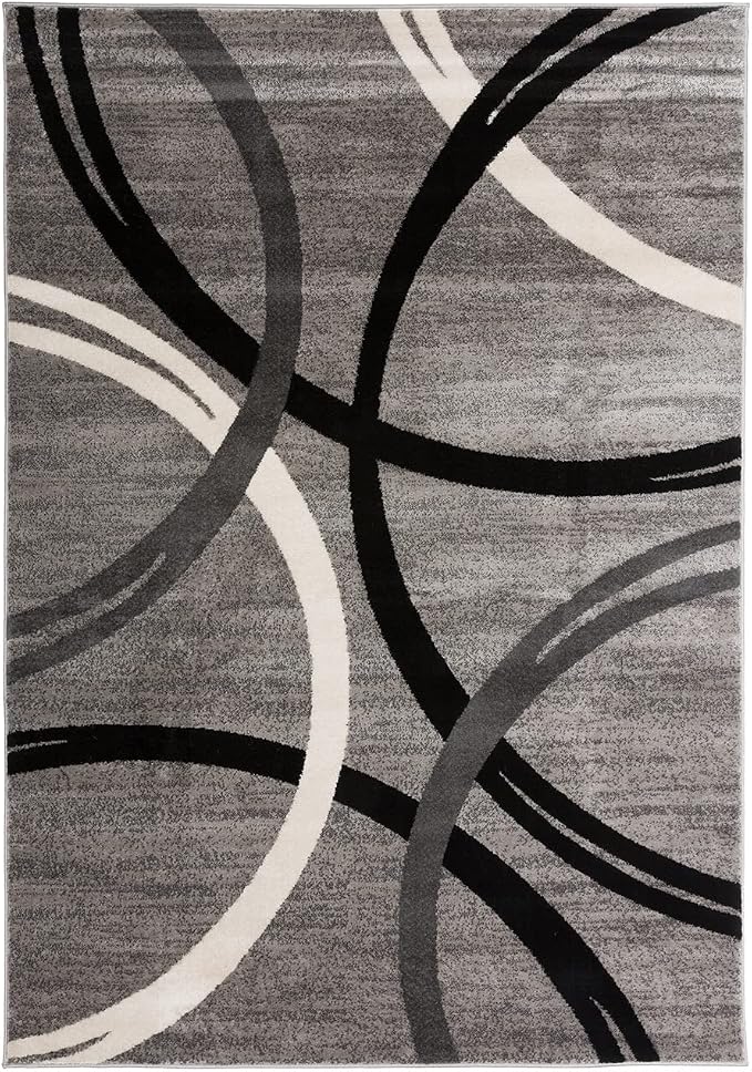 Rugshop Wavy Circles Design Area Rug, Fade-Resistant Carpet - Image 2