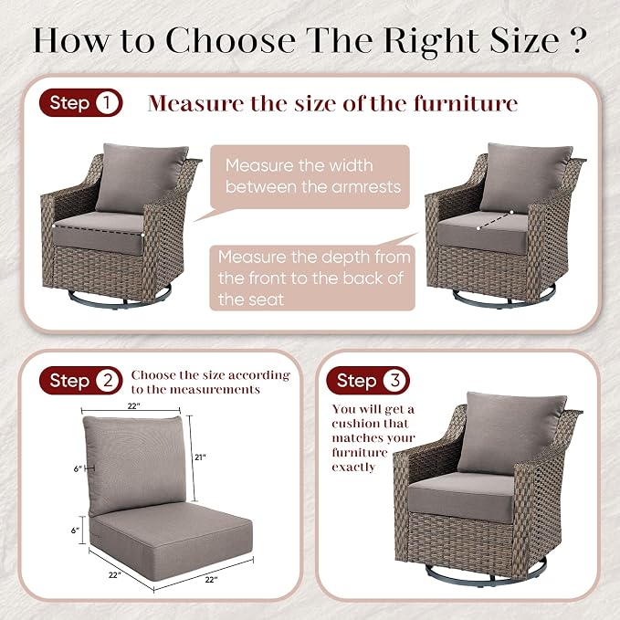 Luxury Outdoor Seat Cushion Set-22 x 24 x 6 Inch Outdoor Chair Cushions - Image 3