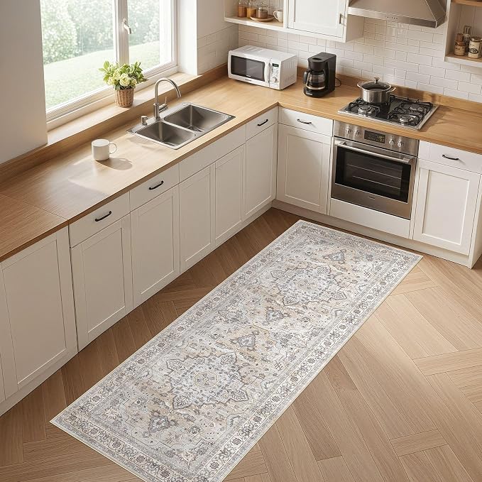 Runner Rug Kitchen Washable Rugs: 3x8 Non-Slip Boho Soft Vintage Stain - Image 8