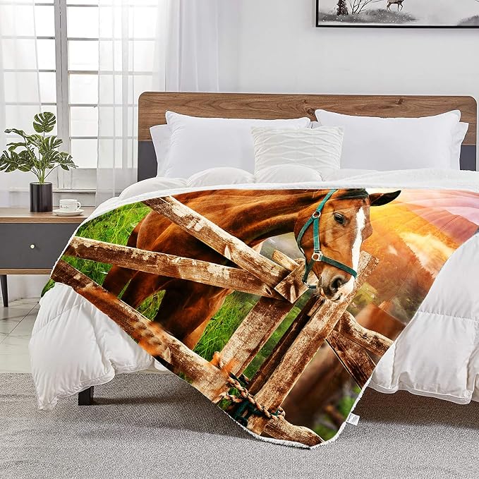 3D Horse Throw Blanket for Couch, Super Soft Fuzzy Throws Warm Comfortable - Image 7