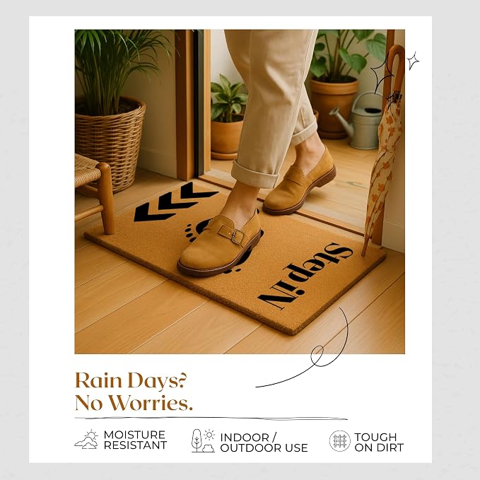 Coir Door Mats 17" X 30", Non-Slip Sturdy, PVC Backed Heavy Duty, Step-in - Image 4