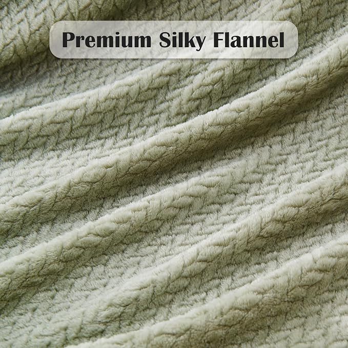 NEWCOSPLAY Super Soft Twin Blanket Sage Green Premium Silky Flannel Fleece - Image 5