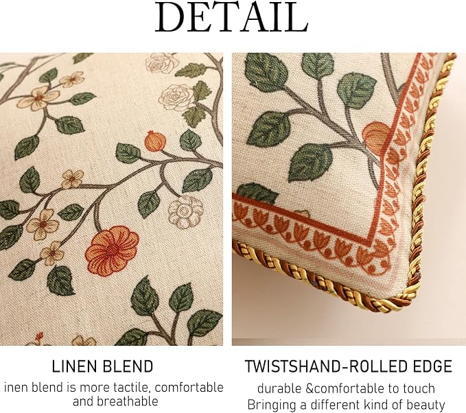 ISAENNE Design Linen Classic Throw Pillow Covers 12"x20" Pack of 2, French - Image 4