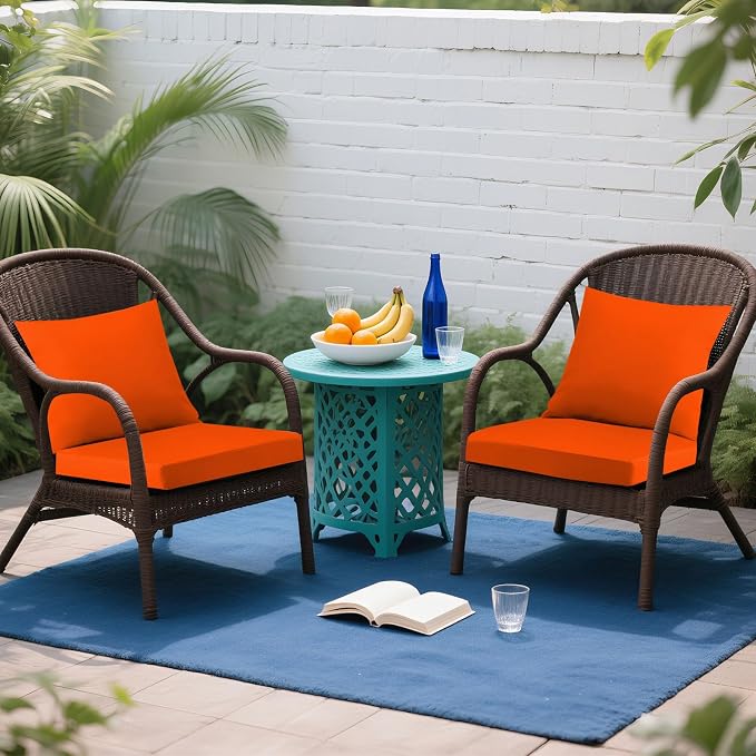 Outdoor Seat Cushion Set 22 x 22 In, Water-Resistant & Fade-Resistan, Patio - Image 2