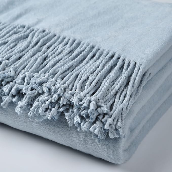 EP Mode Fringed Mulberry Silk Throw Blanket - Image 6