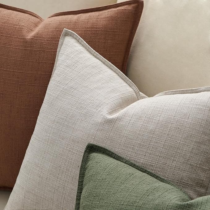 MIULEE Decorative Pillow Covers 20x20, 2 Pack Boho Farmhouse Neutral Throw - Image 3