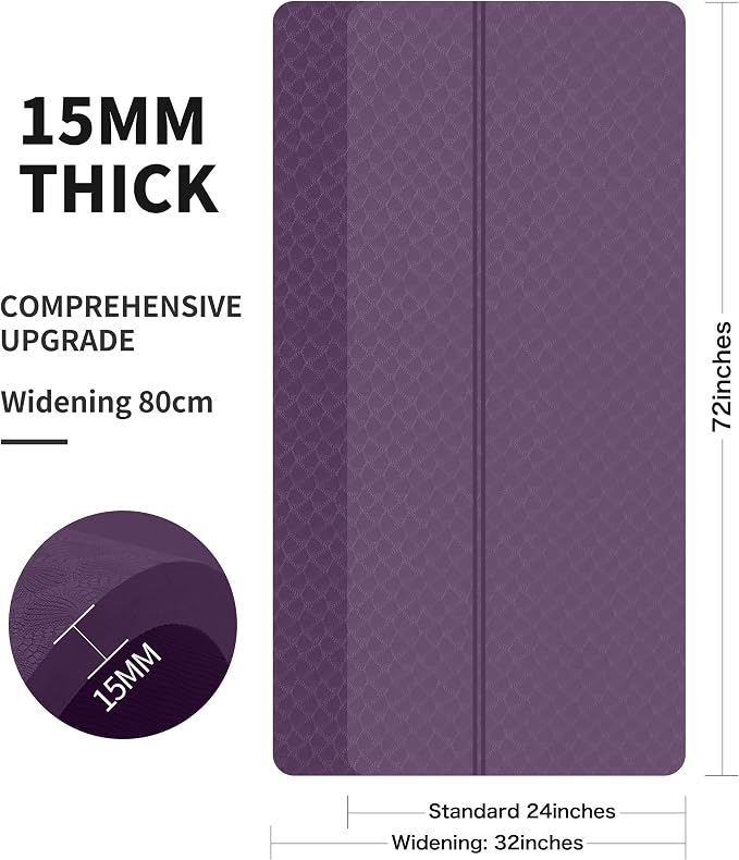 nuveti Large Exercise Mat - 15mm/20mm/30mm Thick Yoga Mat | Workout Mat - Image 3