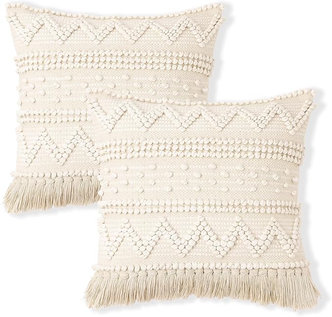 REDEARTH · Boho Textured Throw Pillow Cushion Covers by REDEARTH