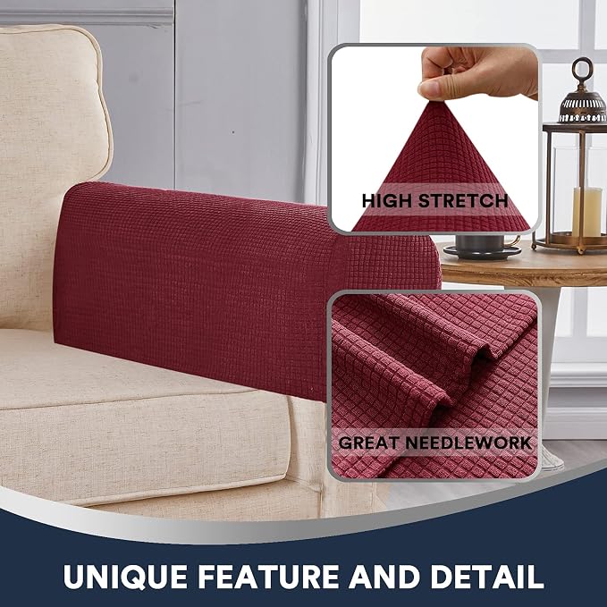 Stretch Sofa Arm Covers Spandex Jacquard Anti-Slip Couch Arm Covers - Image 6