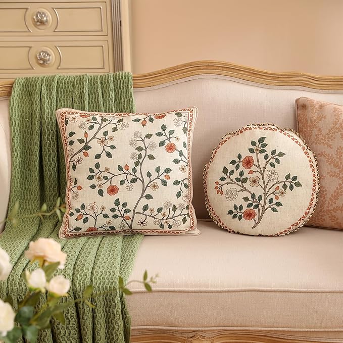 ISAENNE Design Linen Classic Throw Pillow Covers 18"x18" Pack of 2, French - Image 4