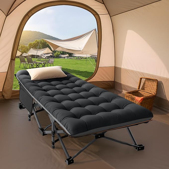 ABORON Camping Cot for Adult 28" Extra Wide, Heavy-Duty 1200D Oxford Cot for - Image 8
