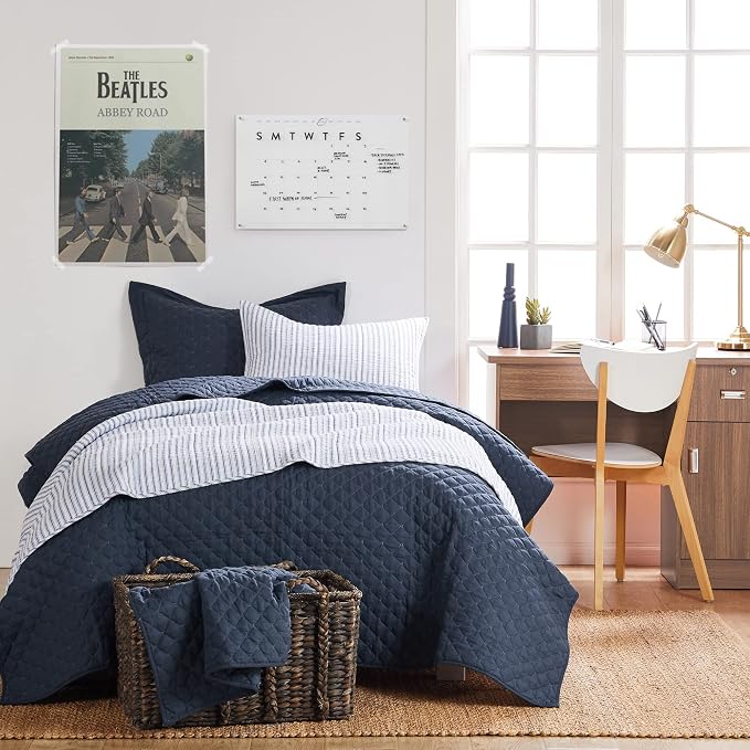 Levtex Home Tobago Stripe Blue Reversible Twin XL/Twin Quilt Set - Image 2