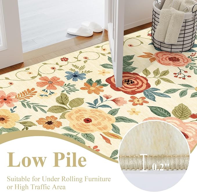 DUKINO 8x10 Area Rug, Floral Rugs - Image 5