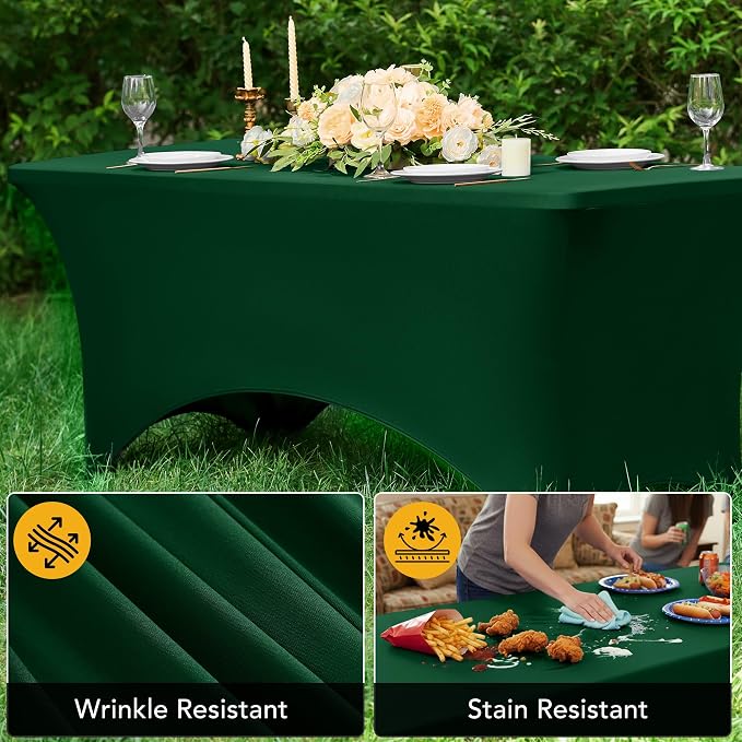 6-Pack Premium Hunter Green Spandex Tablecloths - Image 4