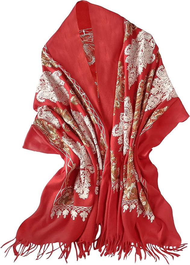Urban CoCo Women's Embroidered Tassel Long Shawl Oversize Scarf Wraps - Image 2