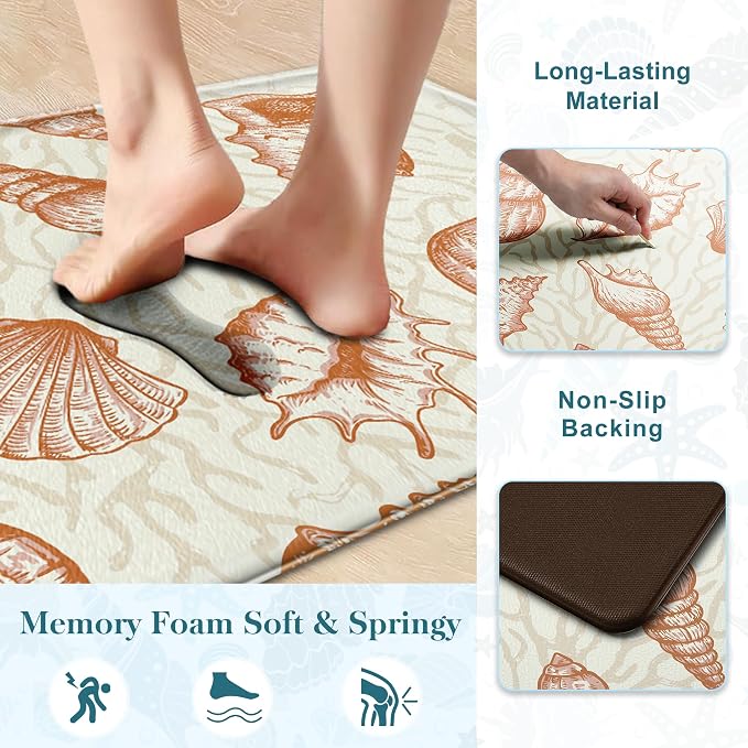Kitchen Mats for Floor Cushioned Anti Fatigue Sets of 2 Beach Theme Kitchen - Image 5