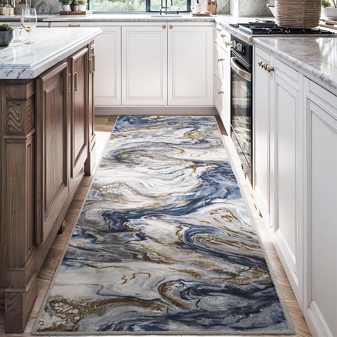 2x10 Runner Rug for Hallways Kitchen Modern Abstract Washable Rug Soft Non Slip by PADOOR