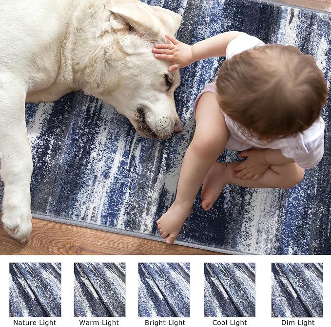 Modern Abstract Entryway Rug Indoor 2x3 Washable Rug Non-Slip Soft Small Area - Image 7