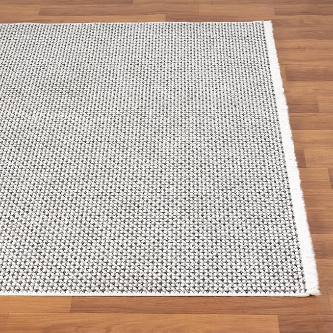 LUXE WEAVERS Solid Machine Woven White Dark Gray 6x9 Area Rug, Indoor - Image 6
