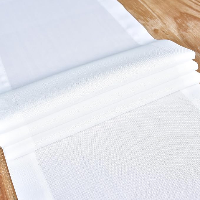 NEWISHER Farmhouse Rustic Table Runner Solid White Rectangular Table Runners - Image 5