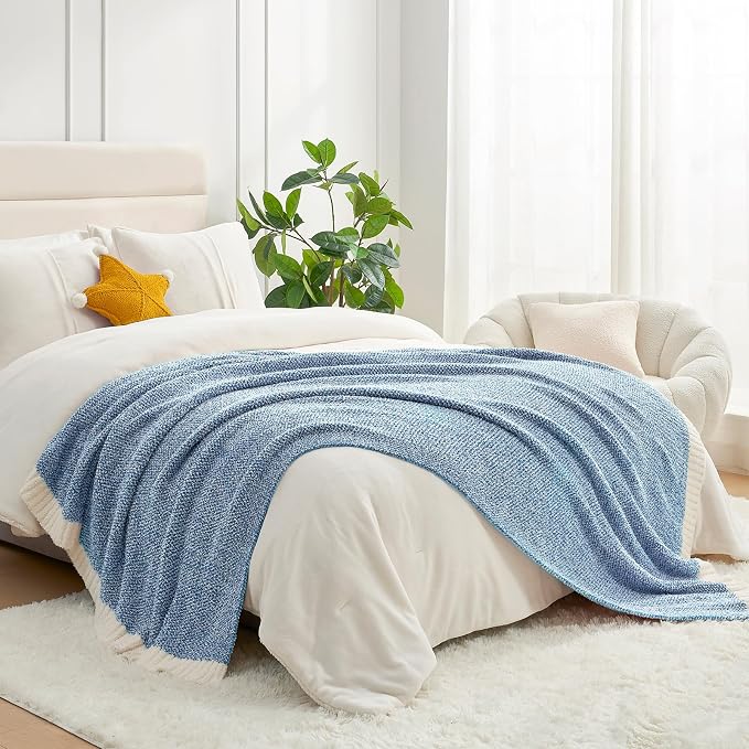Snuggle Sac Heather Blue Bed Blanket Oversized Twin XL 66x90, Super Soft Warm - Image 9