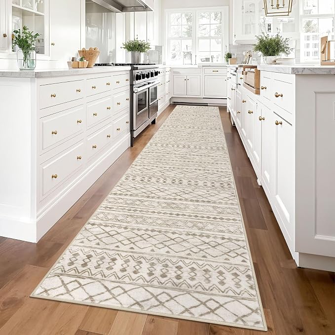 KUTA Boho Runners for Hallways 2.6x14 ft Moroccan Beige Washable Long Hall - Image 2