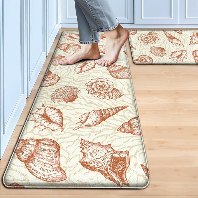 Kitchen Mats for Floor Cushioned Anti Fatigue Sets of 2 Beach Theme Kitchen by Tritard