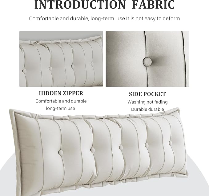 Large Bolster Reading Pillow Twin XL Backrest Positioning Support Pillow Daybed - Image 3
