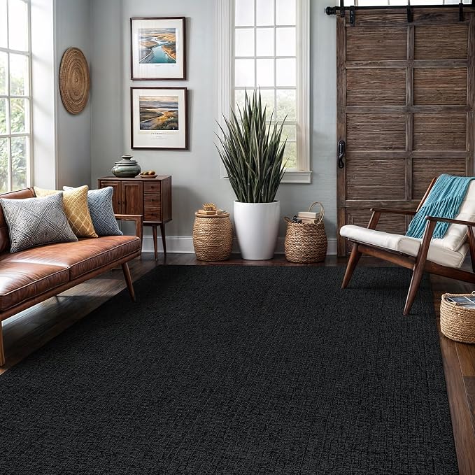 Easy Jute Rug 9x12 Indoor Outdoor Natural Rugs Solid Fiber Rug Woven Area Rug by LenaRug