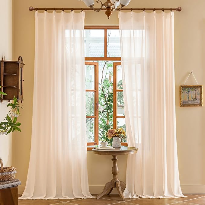 MAIHER 102 Inches Long Pinch Pleat Sheer Curtains 8.5ft by MAIHER