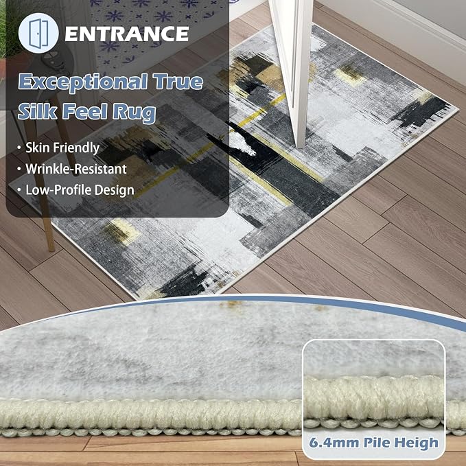 Runner Rug Washable 2x34 FT, Non Slip Rubber Backing Abstract Carpet, Soft Area - Image 6