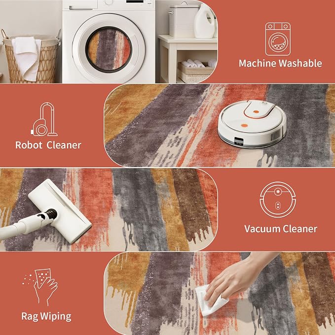 Ciicool 2x6 Washable Runner Rug, Modern Abstract Hallway Rug Runner, Non-Slip - Image 4