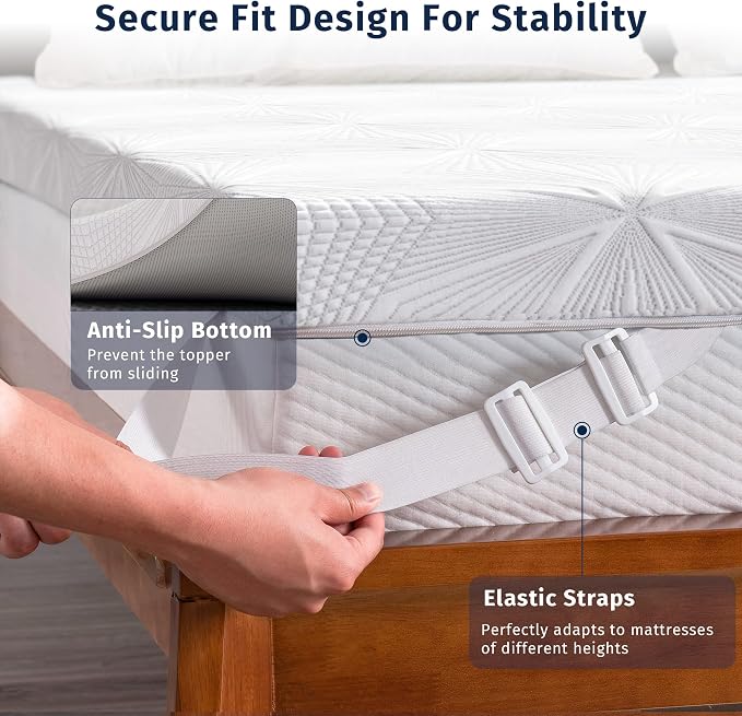 Ballad 3 Inch Gel Memory Foam Mattress Topper Twin XL Size, High Density - Image 6