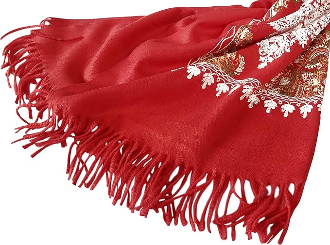 Urban CoCo Women's Embroidered Tassel Long Shawl Oversize Scarf Wraps - Image 3