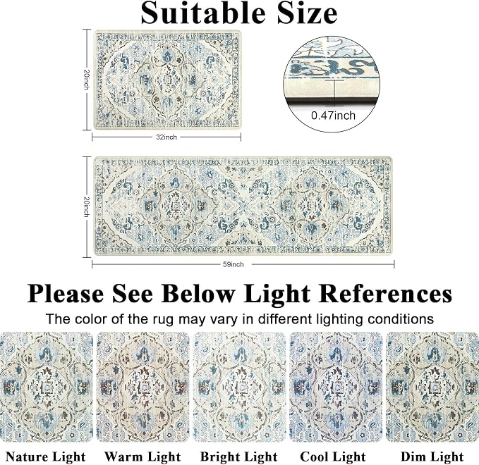 Ileading Anti Fatigue Kitchen Rugs Sets of 2 Cushioned Kitchen Mats - Image 3