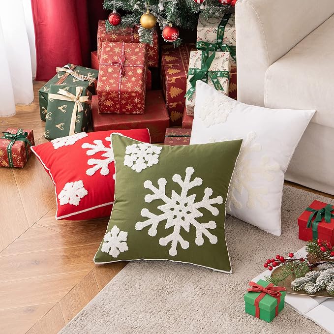 MIULEE Pack of 2 Christmas Decorative Snowflake Throw Pillow Covers Canvas - Image 4