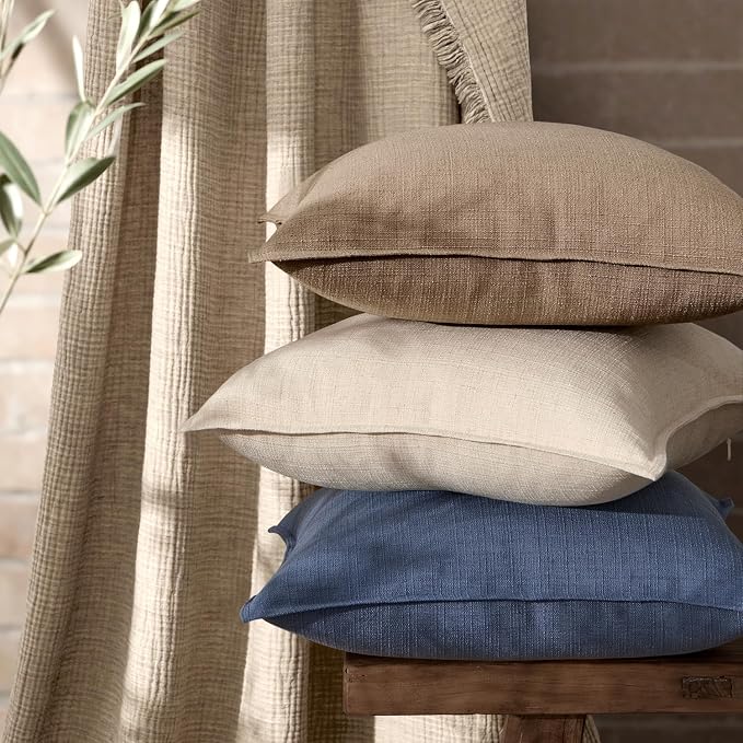 MIULEE 24x24 Decorative Euro Sham Pillow Covers, 2 Pack Large Boho Farmhouse - Image 4