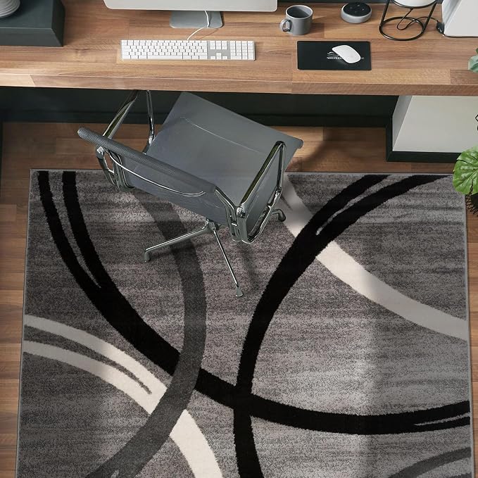 Rugshop Wavy Circles Design Area Rug, Carpet - Image 9