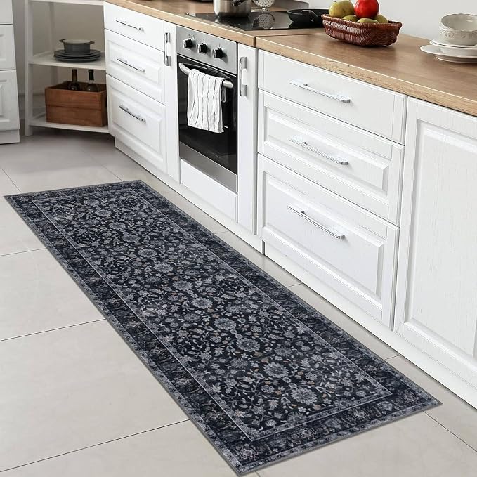 KUTA Runners for Hallways 2x6, Vintage Floral Rug Non-Slip Washable Kitchen - Image 2