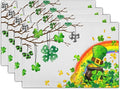 Giwawa St Patricks Day Placemats Set of 4-12"x18" Lucky Clover Tree Elf Hat by Giwawa