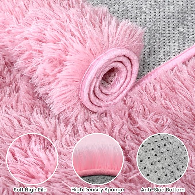 4x6 Area Rugs for Living Room Rug: Soft Fluffy Shag Light Pink Rugs for Bedroom - Image 5