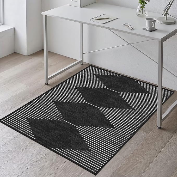 Office Chair Mat for Hardwood Floors, Durable 36"x55" Low-Pile Bohemian Stripe by FURKIT