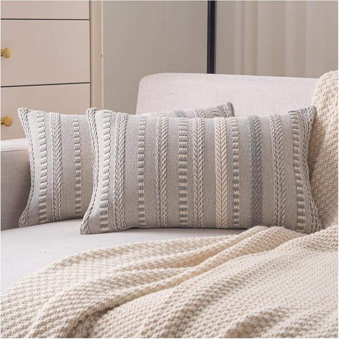 Boho Throw Pillow Covers 12x20 Inch Set of 2, Farmhouse Decorative Couch Pillow by Cethom