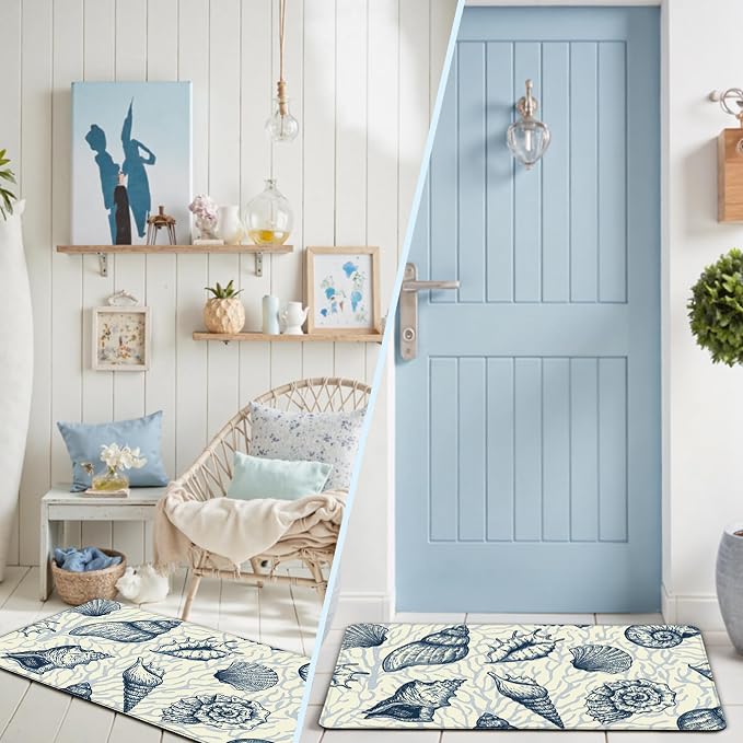 Kitchen Mats for Floor Cushioned Anti Fatigue Sets of 2 Beach Theme Kitchen - Image 7