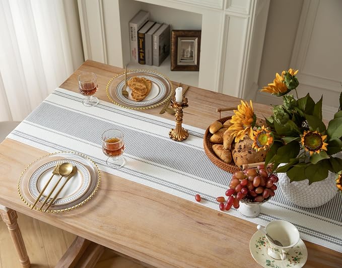 Caflife Boho Table Runner Natural Stripe - Image 6