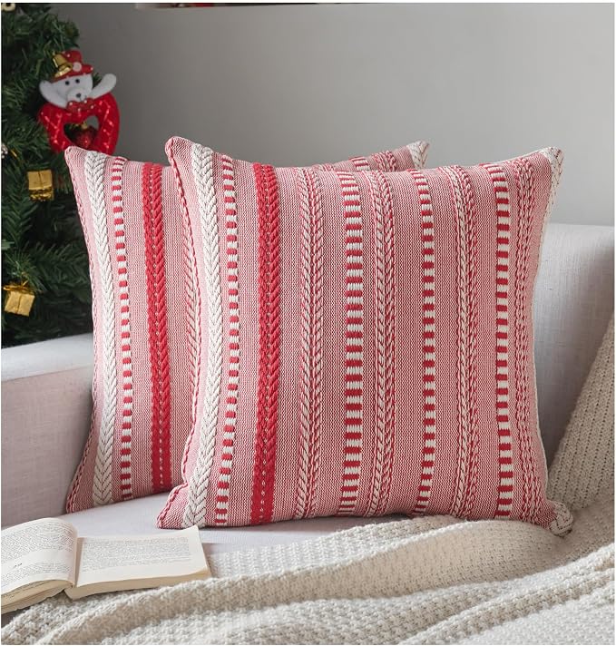 Christmas Pillow Covers 20x20 Inch Set of 2, Farmhouse Boho Christmas by Cethom