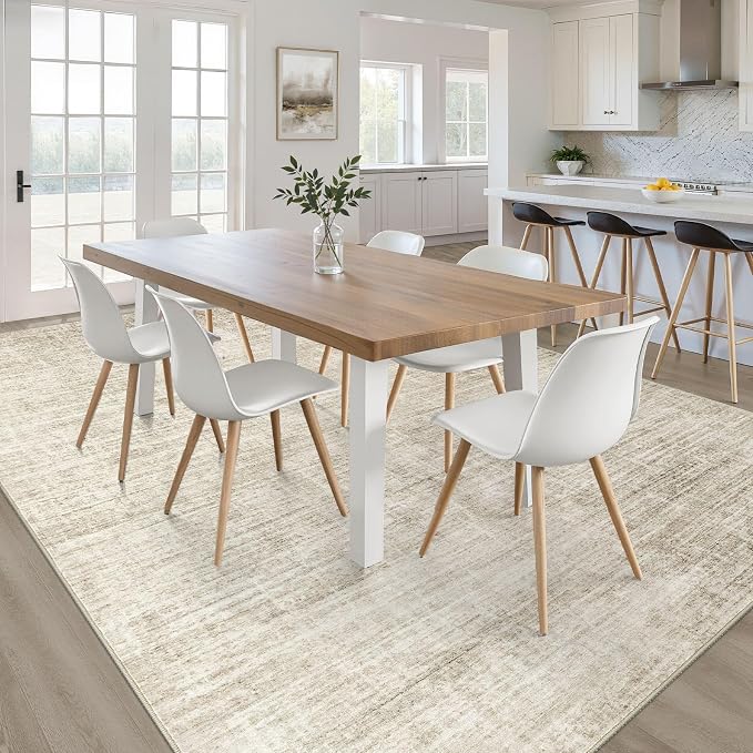 9x12 Area Rug Living Room: Washable Large Neutral Beige Rugs Abstract Soft - Image 5